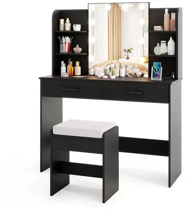 Main image of SlickBlue Vanity Set with Lighted Mirror and Stool with Power Outlet