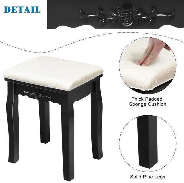 Alt view image 5 of 7 - SlickBlue 10 Dimmable Light Bulbs Vanity Dressing Table with 2 Dividers and Cushioned Stool