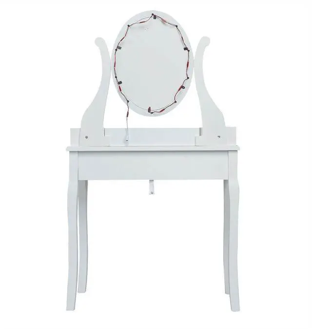 Alt view image 4 of 7 - SlickBlue 10 Dimmable Lights Vanity Table Set with Lighted Mirror and Cushioned Stool-White