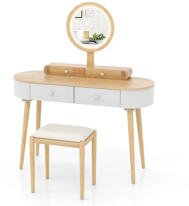 Alt view image 7 of 7 - SlickBlue Makeup Vanity Table Set with LED Mirror and 3 Spacious Drawers