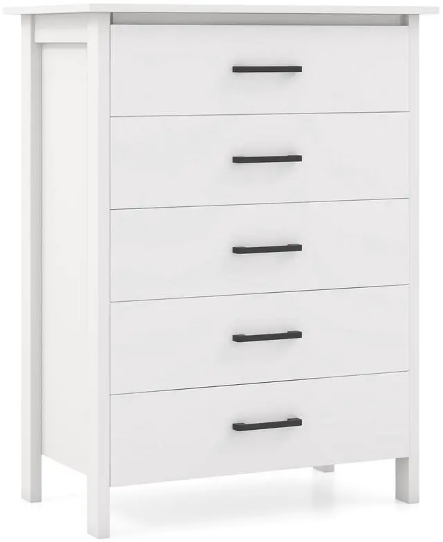 Main image of SlickBlue Modern 5-Drawer Multipurpose Chest Dresser with Metal Handles