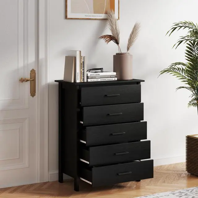 Alt view image 3 of 7 - SlickBlue Modern 5-Drawer Multipurpose Chest Dresser with Metal Handles