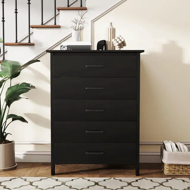 Alt view image 2 of 7 - SlickBlue Modern 5-Drawer Multipurpose Chest Dresser with Metal Handles
