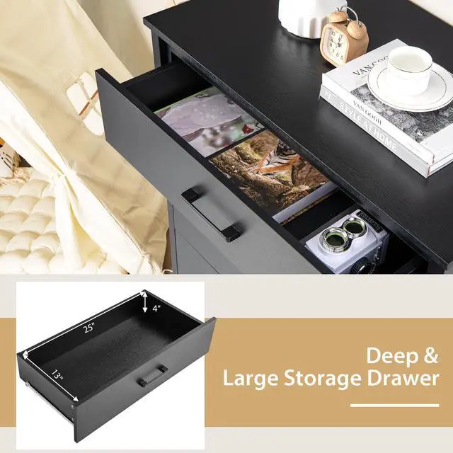 Alt view image 7 of 7 - SlickBlue Modern 5-Drawer Multipurpose Chest Dresser with Metal Handles