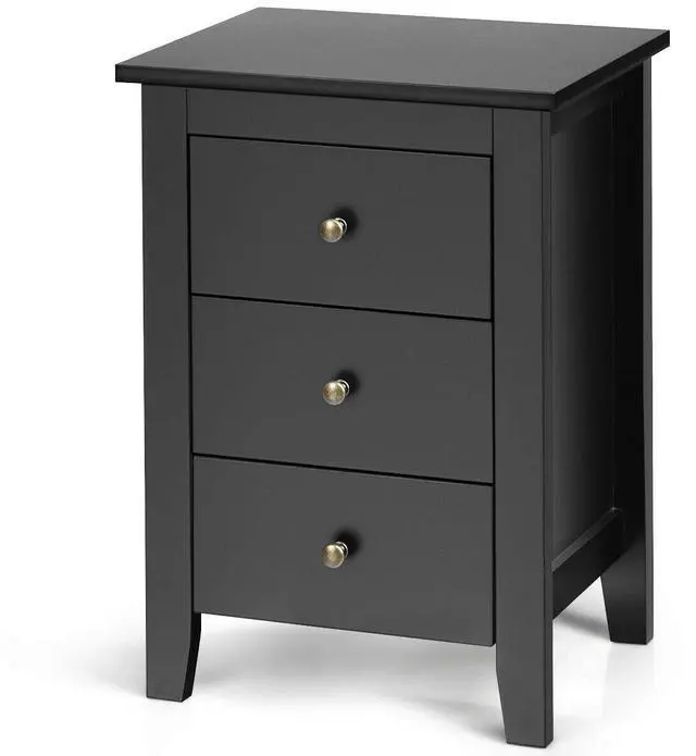 Alt view image 7 of 7 - SlickBlue Set of 2 Nightstand End Beside Table Drawers-Black