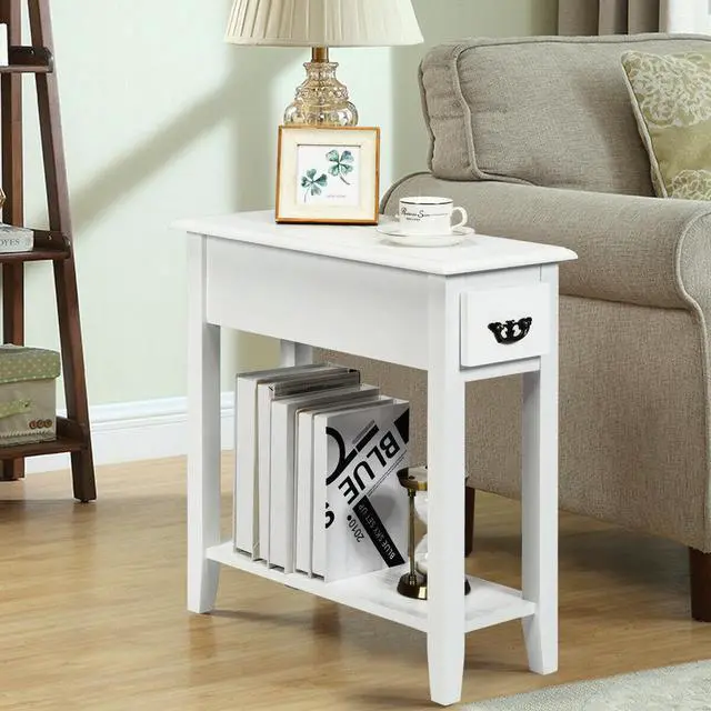 Alt view image 2 of 7 - SlickBlue 2 Tier End Bedside Sofa Side Table Narrow Nightstand