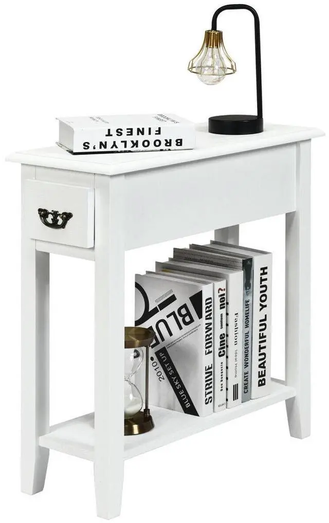 Alt view image 6 of 7 - SlickBlue 2 Tier End Bedside Sofa Side Table Narrow Nightstand