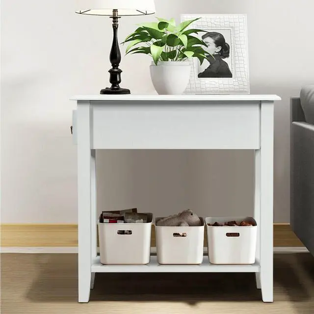 Alt view image 5 of 7 - SlickBlue 2 Tier End Bedside Sofa Side Table Narrow Nightstand