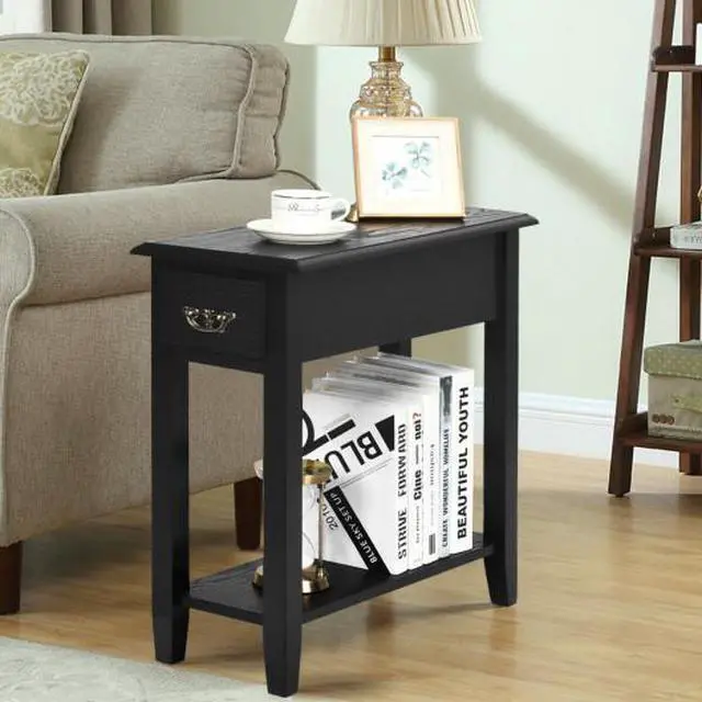 Main image of SlickBlue 2 Tier End Bedside Sofa Side Table Narrow Nightstand