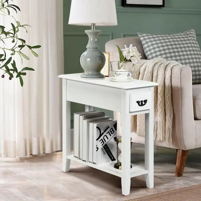 Alt view image 3 of 7 - SlickBlue 2 Tier End Bedside Sofa Side Table Narrow Nightstand