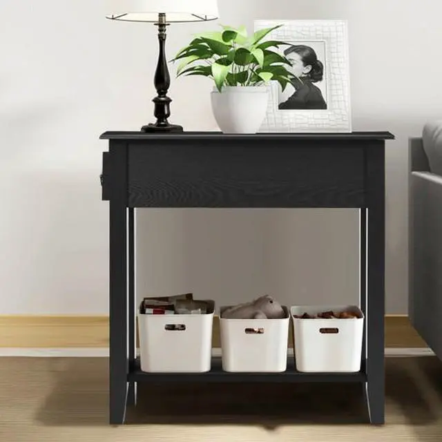 Alt view image 2 of 3 - SlickBlue 2 Tier End Bedside Sofa Side Table Narrow Nightstand
