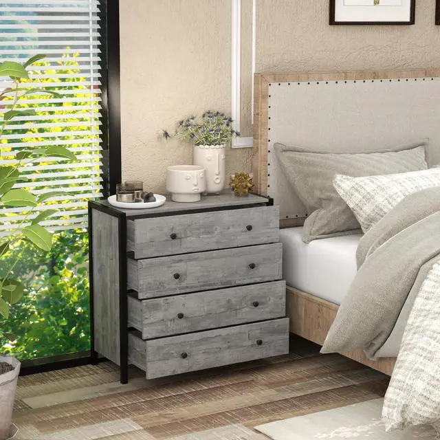 Alt view image 3 of 7 - SlickBlue 4-Drawer Dresser Modern Wooden Chest of Drawers for Bedroom Living Room