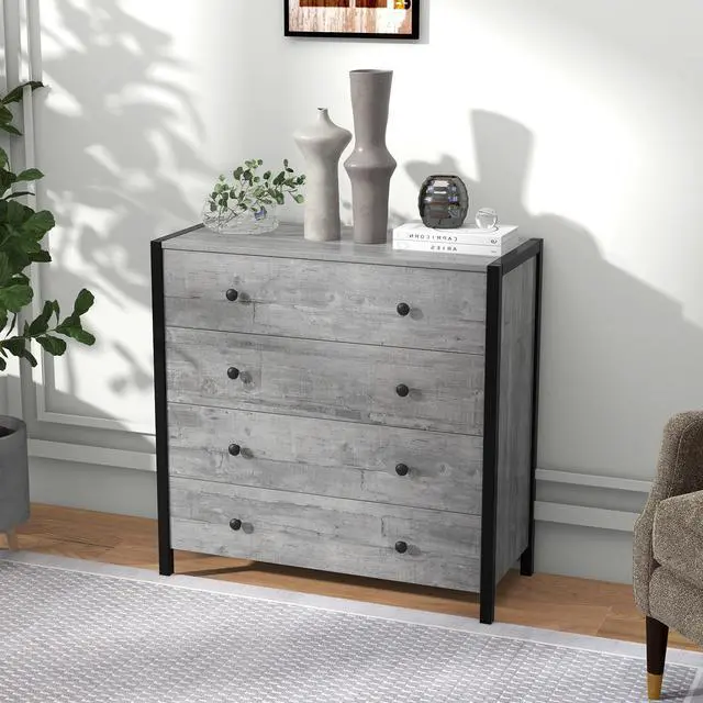 Alt view image 2 of 7 - SlickBlue 4-Drawer Dresser Modern Wooden Chest of Drawers for Bedroom Living Room