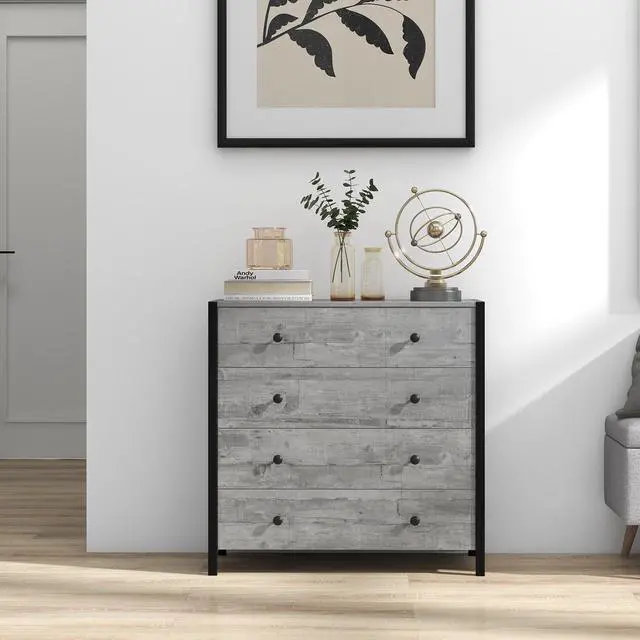Alt view image 6 of 7 - SlickBlue 4-Drawer Dresser Modern Wooden Chest of Drawers for Bedroom Living Room
