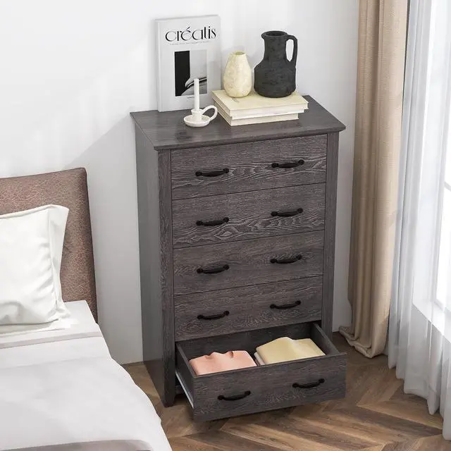 Alt view image 3 of 7 - SlickBlue Tall Storage Dresser with 5 Pull-out Drawers for Bedroom Living Room