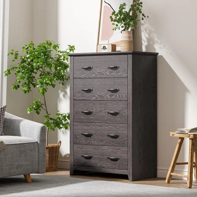 Alt view image 7 of 7 - SlickBlue Tall Storage Dresser with 5 Pull-out Drawers for Bedroom Living Room