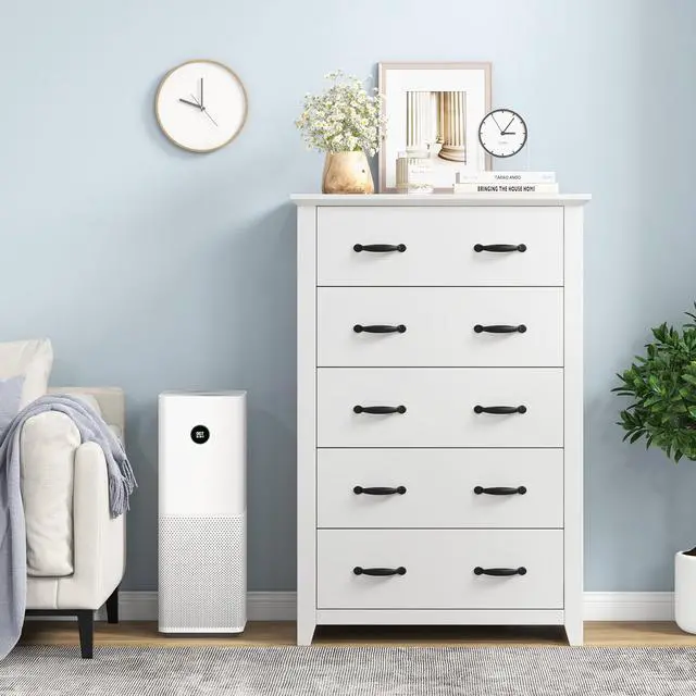 Alt view image 2 of 7 - SlickBlue Tall Storage Dresser with 5 Pull-out Drawers for Bedroom Living Room