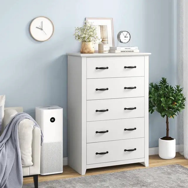 Alt view image 3 of 7 - SlickBlue Tall Storage Dresser with 5 Pull-out Drawers for Bedroom Living Room