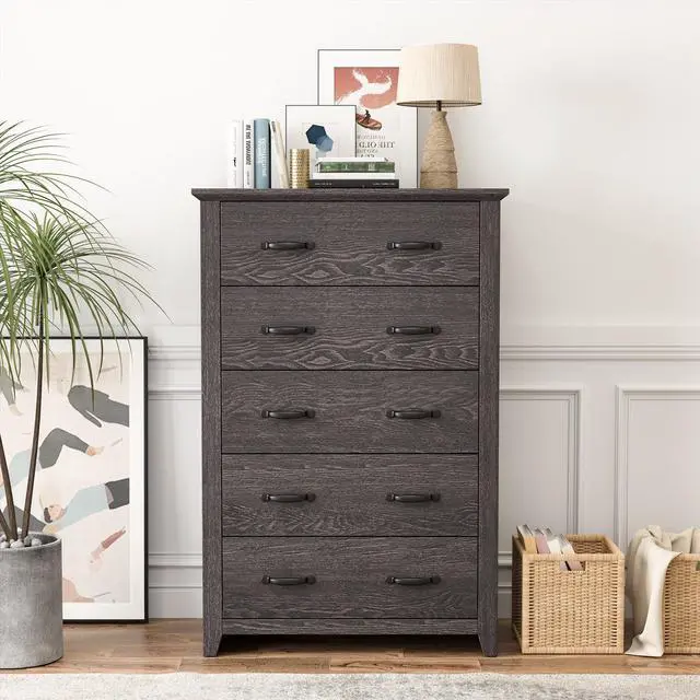 Alt view image 6 of 7 - SlickBlue Tall Storage Dresser with 5 Pull-out Drawers for Bedroom Living Room