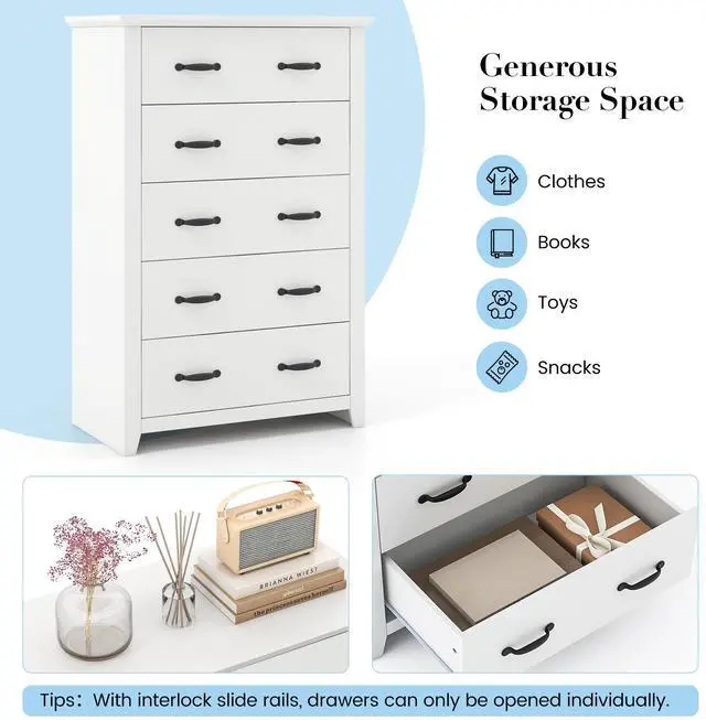 Alt view image 7 of 7 - SlickBlue Tall Storage Dresser with 5 Pull-out Drawers for Bedroom Living Room