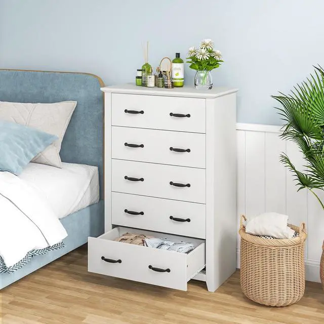 Alt view image 6 of 7 - SlickBlue Tall Storage Dresser with 5 Pull-out Drawers for Bedroom Living Room