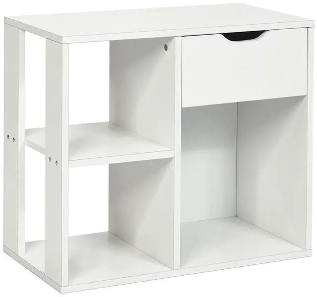 Main image of SlickBlue 3-Cube Bookcase 2-tier Wooden Storage Shelf with Pull-out Drawer