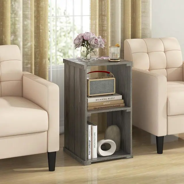 Alt view image 2 of 7 - SlickBlue 2-Cube Storage Shelf with Open Back and 3-Tier Shelf