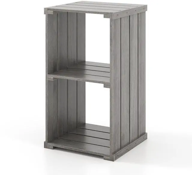 Alt view image 4 of 7 - SlickBlue 2-Cube Storage Shelf with Open Back and 3-Tier Shelf