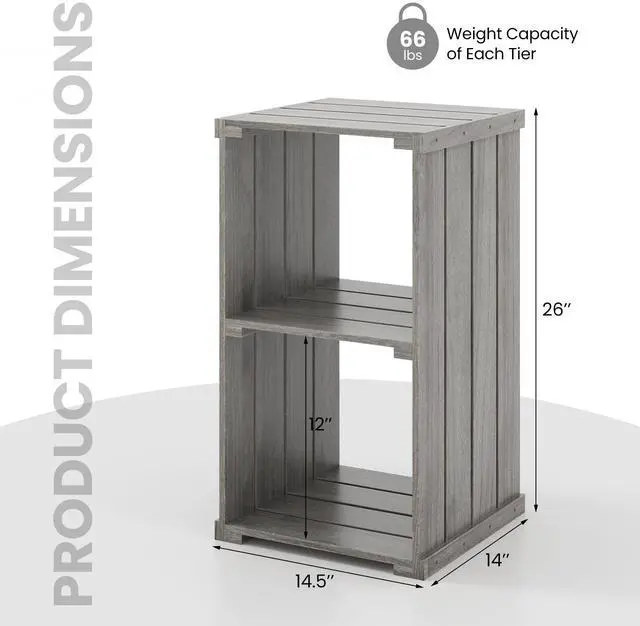 Alt view image 5 of 7 - SlickBlue 2-Cube Storage Shelf with Open Back and 3-Tier Shelf