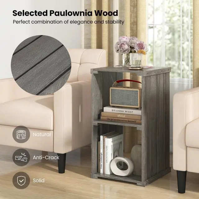 Alt view image 7 of 7 - SlickBlue 2-Cube Storage Shelf with Open Back and 3-Tier Shelf