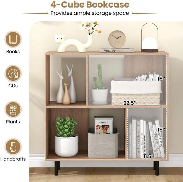 Alt view image 6 of 7 - SlickBlue Open Shelf Bookcase with 4 Compartments