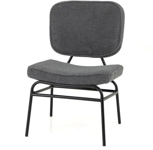 Alt view image 4 of 7 - SlickBlue Upholstered Accent Chair Sherpa Reading Chair with Sponge Padding