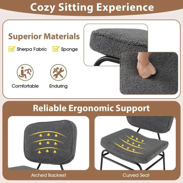 Alt view image 7 of 7 - SlickBlue Upholstered Accent Chair Sherpa Reading Chair with Sponge Padding