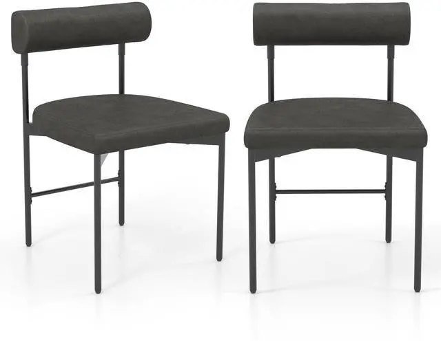 Main image of SlickBlue Faux Leather Upholstered Kitchen Side Chair Set of 2 with Curved and Padded Backrest