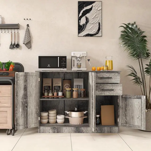 Alt view image 2 of 7 - SlickBlue Buffet Storage Cabinet Kitchen Sideboard with 2 Drawers-Gray