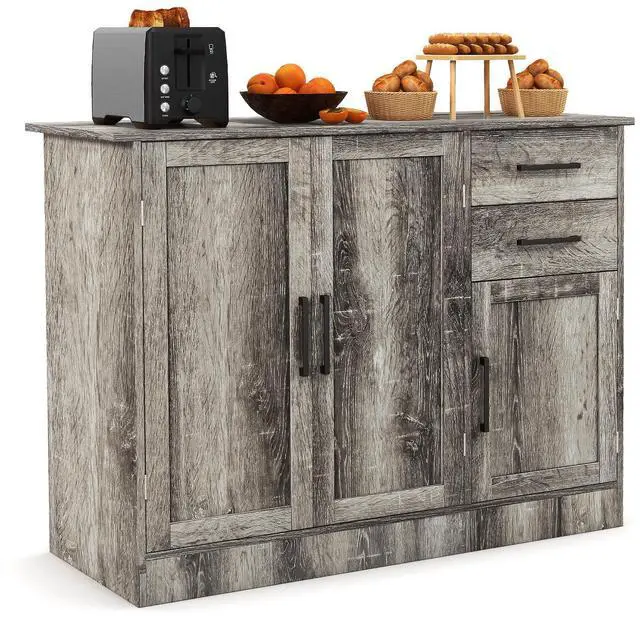 Alt view image 4 of 7 - SlickBlue Buffet Storage Cabinet Kitchen Sideboard with 2 Drawers-Gray