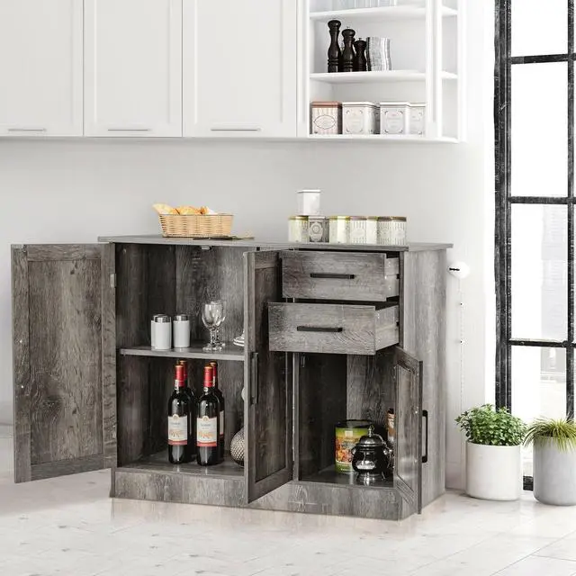 Alt view image 7 of 7 - SlickBlue Buffet Storage Cabinet Kitchen Sideboard with 2 Drawers-Gray
