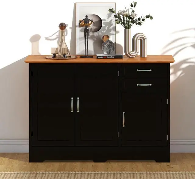Alt view image 2 of 7 - SlickBlue Buffet Storage Cabinet Kitchen Sideboard with 2 Drawers-Black