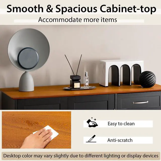 Alt view image 6 of 7 - SlickBlue Buffet Storage Cabinet Kitchen Sideboard with 2 Drawers-Black