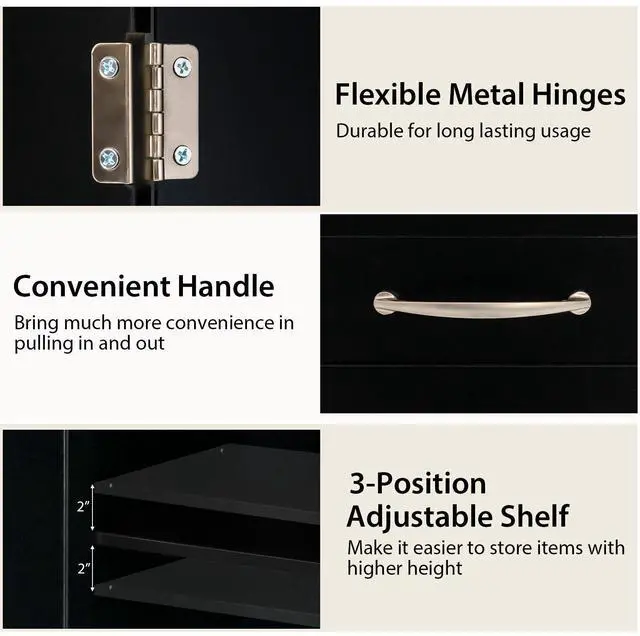 Alt view image 7 of 7 - SlickBlue Buffet Storage Cabinet Kitchen Sideboard with 2 Drawers-Black