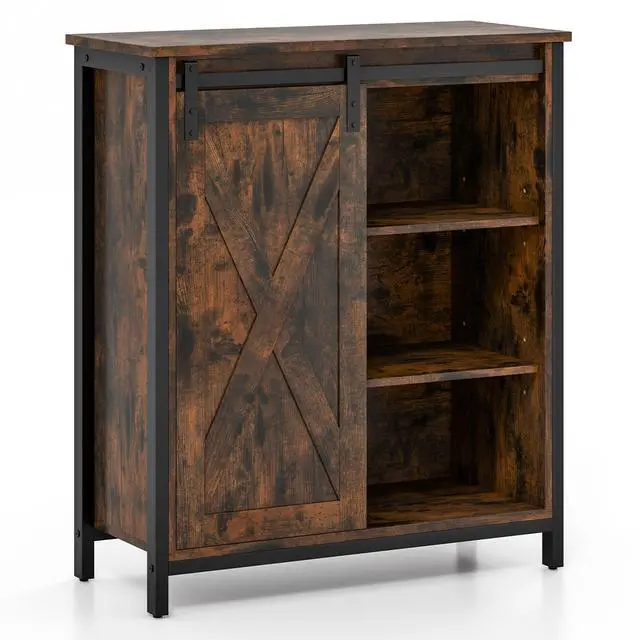 Main image of SlickBlue 32 Inch Farmhouse Sideboard Buffet Cabinet with Sliding Barn Door and Adjustable Shelves-Rustic Brown