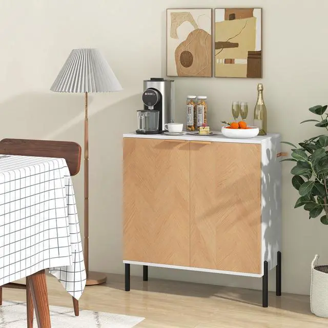 Alt view image 3 of 7 - SlickBlue 2-Door Buffet Cabinet Sideboard with Shelf and Metal Legs