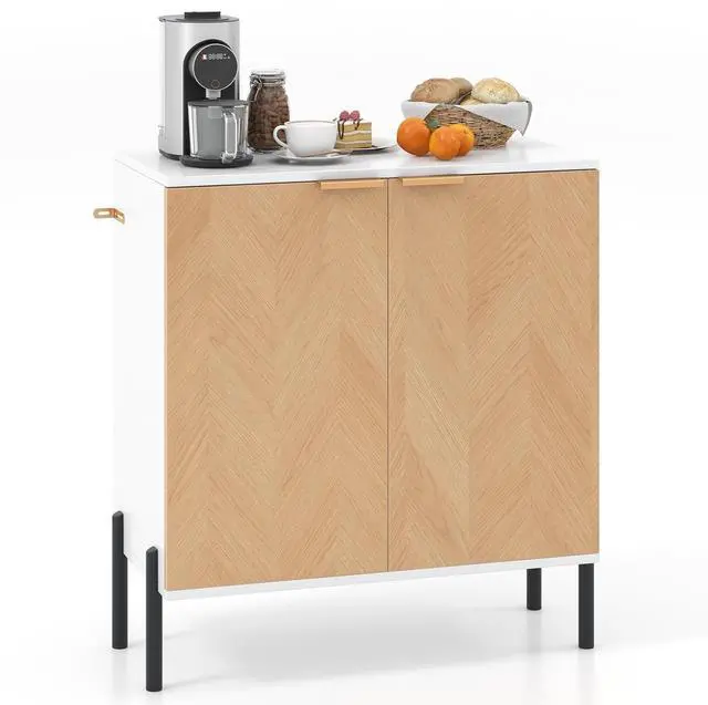 Alt view image 4 of 7 - SlickBlue 2-Door Buffet Cabinet Sideboard with Shelf and Metal Legs