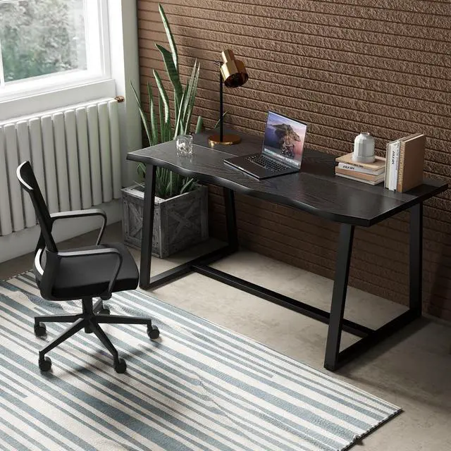 Alt view image 5 of 7 - SlickBlue 63" Large Dining Table with Wavy Edge and Heavy-duty Metal Frame