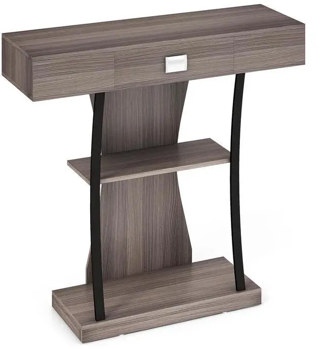 Main image of SlickBlue Console Table with Drawer and 2-Tier Shelves for Entryway Living Room-Gray