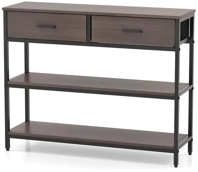 Alt view image 4 of 7 - SlickBlue Console Table with Folding Fabric Drawers for Entryway-Gray