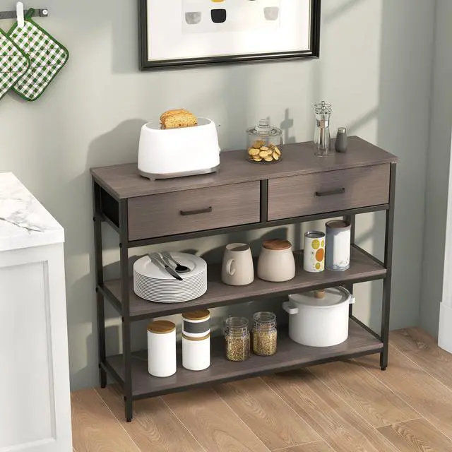 Alt view image 7 of 7 - SlickBlue Console Table with Folding Fabric Drawers for Entryway-Gray