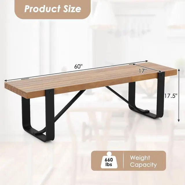 Alt view image 5 of 7 - SlickBlue 60 Inch Entryway Bench Rustic Farmhouse Wooden Shoe Rack with Metal Frame-Natural