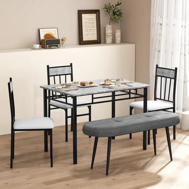 Alt view image 6 of 7 - SlickBlue 47 Inch Upholstered Entryway Bench with Heavy-duty Metal Frame-Gray