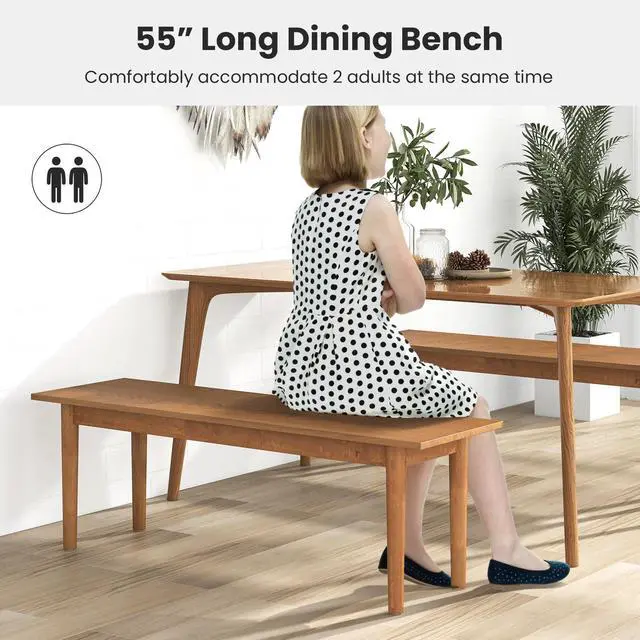 Alt view image 7 of 7 - SlickBlue Solid Wood Dining Bench Entryway Bench with Rubber Wood Legs